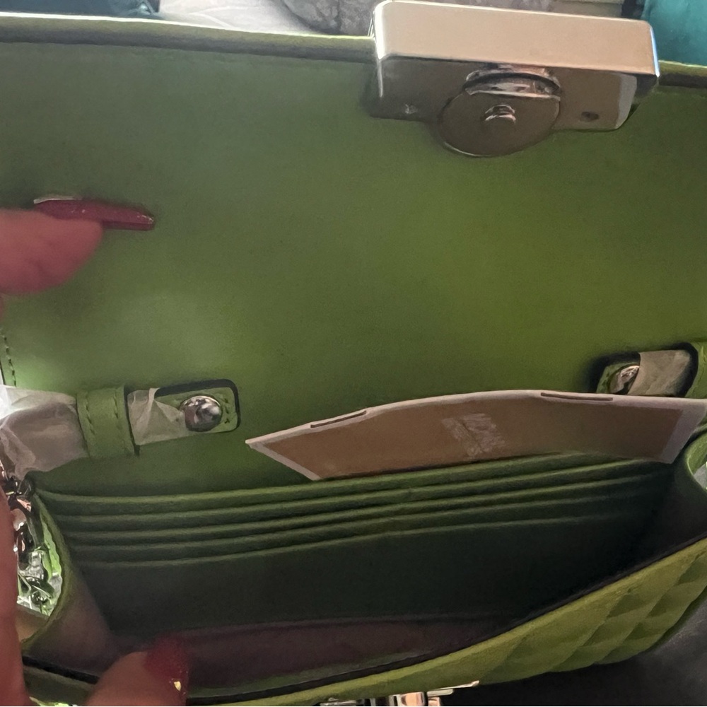 Michael Kors 💚 Lime Green 💚 Quilted Tribeca Wallet on a Chain. Hard to find! NWT - Picture 6 of 6